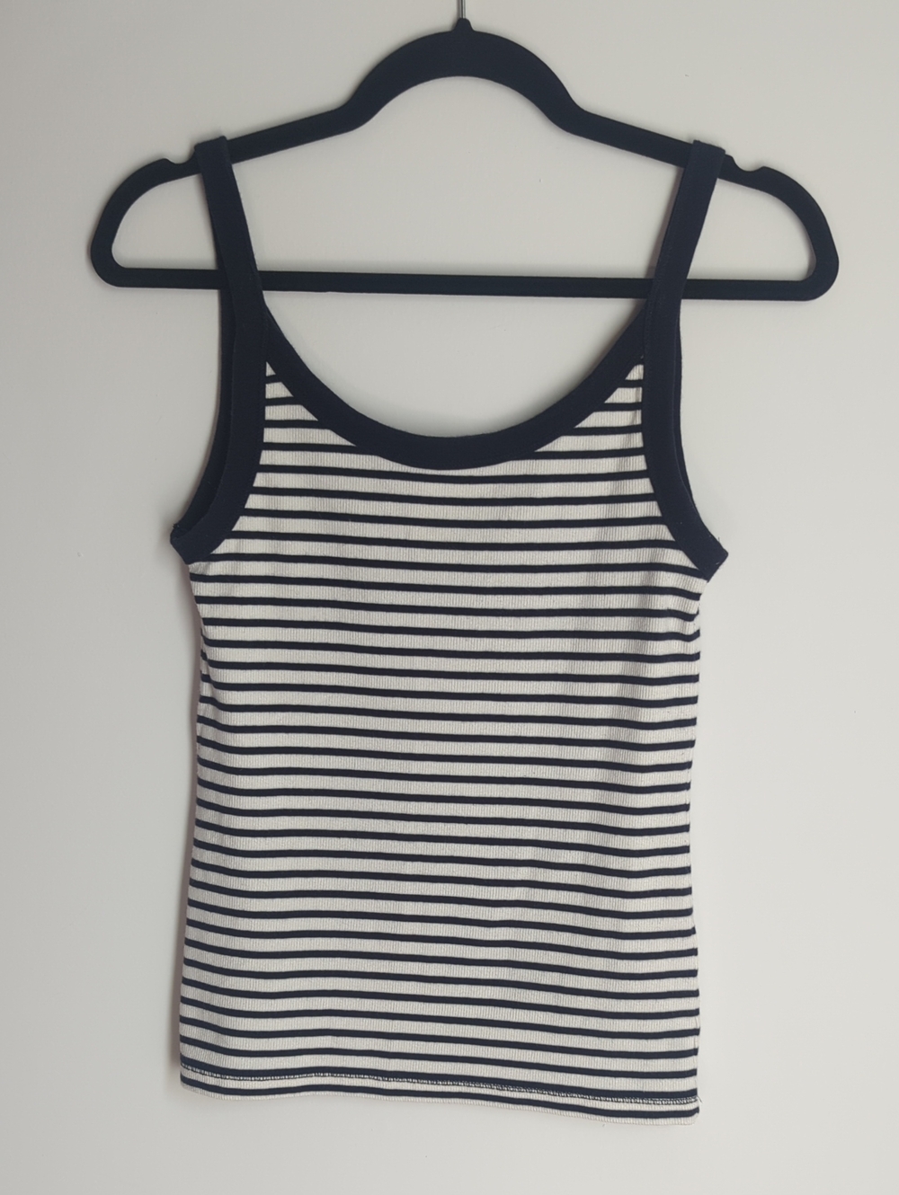 Ribbed Tank Top Striped Navy and White